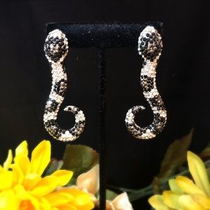 Snake Swarovski black and white crystal earrings